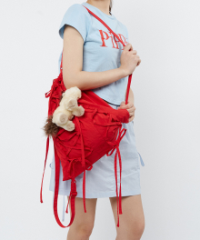 Ribbon String Backpack (red)
