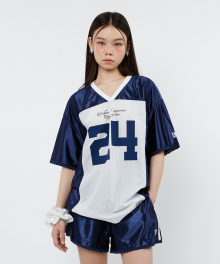 Lace Trimming Jersey T-shirt (navy)