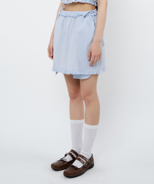Lace Trimming Mini Skirt (sky blue)