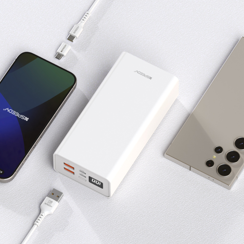 슬림 핏 PD 20W 고속충전 잔량표시 보조배터리 30000mAh + C타입 케이블, 8핀 젠더