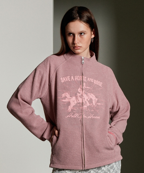 그레일즈(GRAILZ) FORWARD HORSE KNIT ZIP UP [PINK] - 사이즈