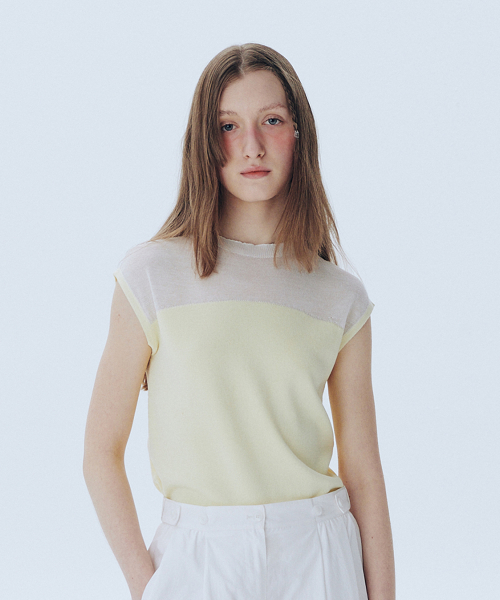 Sheer Mock Neck Sweater_LIGHT YELLOW