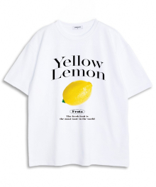 오버핏 크루넥 옐로우 레몬 로고 반팔 티셔츠