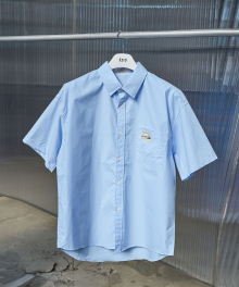 Label Point Half Shirt_Sky Blue