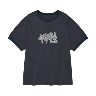 포스333(PHOS333) Cracked Logo Ringer Tee/Navy 상품 이미지