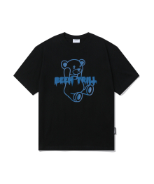 호러 드리피 곰인형 오버핏 반팔 티셔츠(블랙)