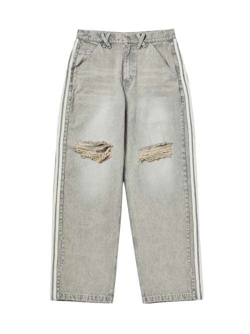 STRIPE TAPE DENIM PANTS BEIGE
