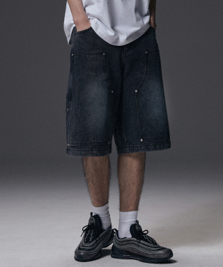 낫포너드(NOT4NERD) N4ND Carpenter Bermuda Denim Shorts - Black 상품 이미지