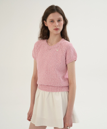 Cotton Raglan Half Knit - Pink