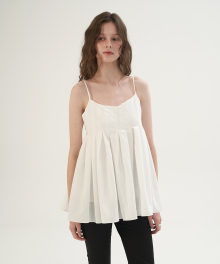 Pleats Sleeveless Blouse - Ivory