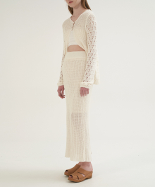 Cotton Long Knit Skirt - Ivory