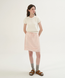 Satin Ribbon Midi Skirt - Pink