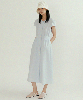 링서울(LINGSEOUL) stripe button shirring dress-str...