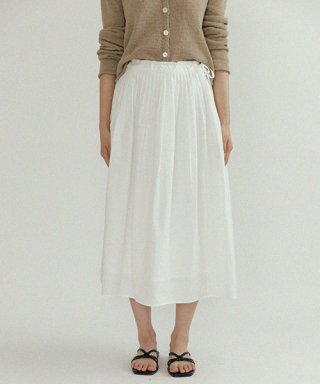링서울(LINGSEOUL) cotton pleats skirt-ivory