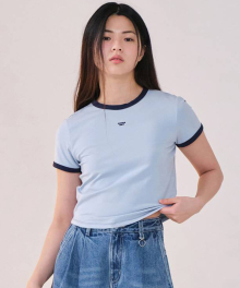 우먼 베이비 링거 티셔츠 라이트 블루