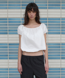SHIRRING VOLUME TOP_OFF WHITE_LC242_BL02OW