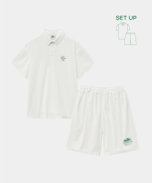 RESORT LOGO PIQUE SET UP WHITE