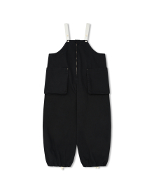 Side Pocket Twill Balloon Overall - Black