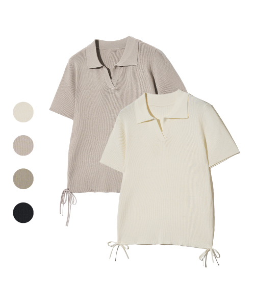 Вязаное поло 85-VIVAJ023 с боковой сборкой, 4 colors