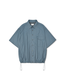 Rib Nylon String Half Shirt - Sky Blue