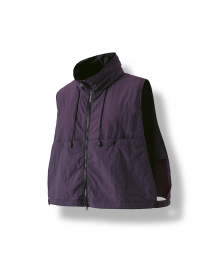 Nylon Hidden Hood Crop Vest - Purple