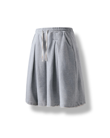 Valley Tuck Sweat Half Pants - Melange Grey