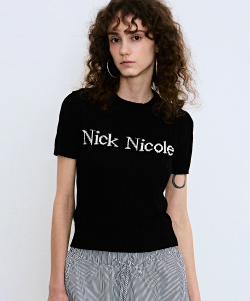 MUSINSA公式 | NICK&NICOLE NICK NICOLE CABLE HALF KNIT_BLACK