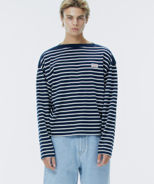 STRIPE BOAT NECK LONG SLEEVE NAVY