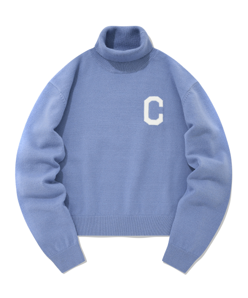Женский кроп-трикотаж с логотипом C Turtle Neck Blue