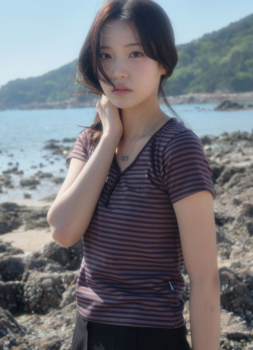 애즈온() CANDY STRIPE T / PURPLE 상품 이미지