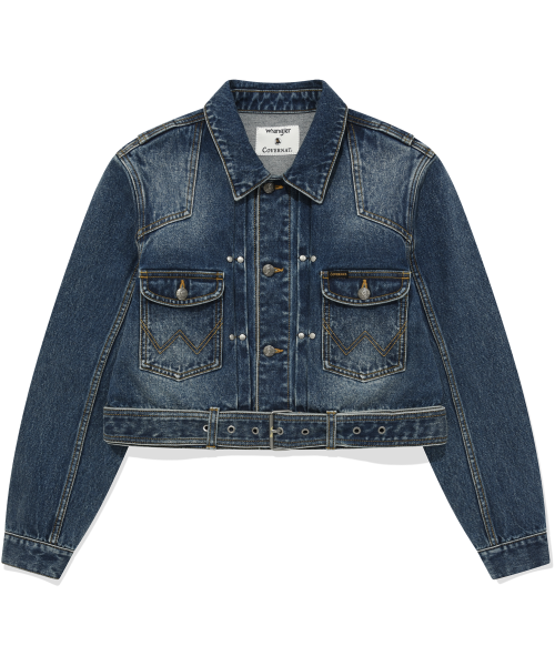 COVERNAT X WRANGLER женская укороченная джинсовка с ремнем Indigo Medium
