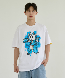[BEENTRILL X ARKADDITION] 앞판 청룡 아트웍 오버핏 반팔 티셔츠(화이트)