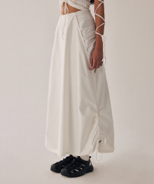 Shirring Layered Long Skirt [ White ]