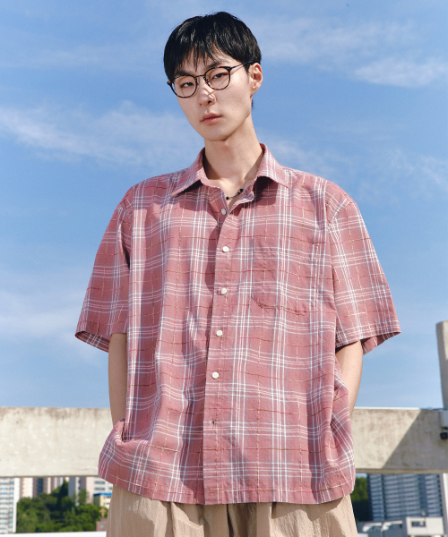 FLORIDA HALF SLEEVE SHIRT (PINK CHECK)
