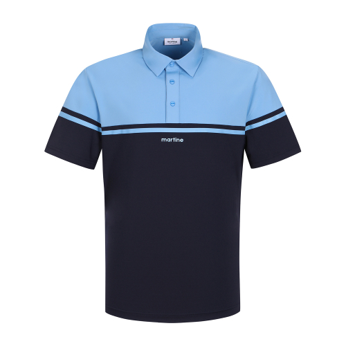 Half&Half Stripe Polo Shirts_Navy (Men)
