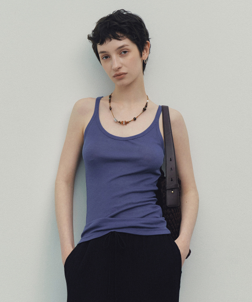 Soft Stretch Tencel U-neck Sleeveless (Cobalt Blue)
