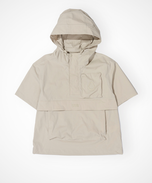 Унисекс легкий нейлоновый анорак с коротким рукавом [Light Beige] HE2AN033