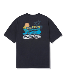 서핑 앤 비치 오버핏 반팔 티셔츠(다크 차콜)
