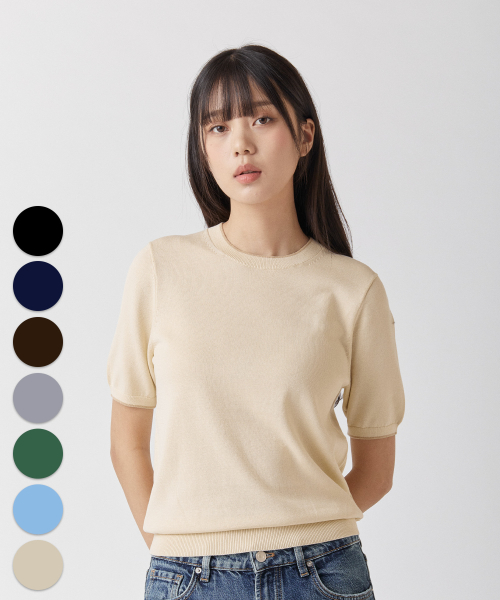 Круглый трикотажный топ Superfine Cotton Siket с коротким рукавом