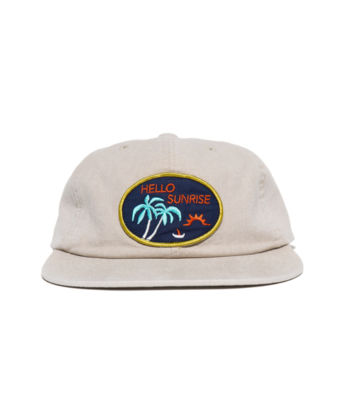 ★Hello Sunrise★ Palm Tree Logo 6Panel Cap_Beige HELLO SUNRISE Washed Two Tone Logo 6Panel Cap