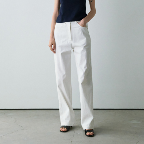 Linen detail pants (Ivory)