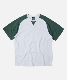 ROUNDED RAGLAN HALF TEE _ FOREST GREEN