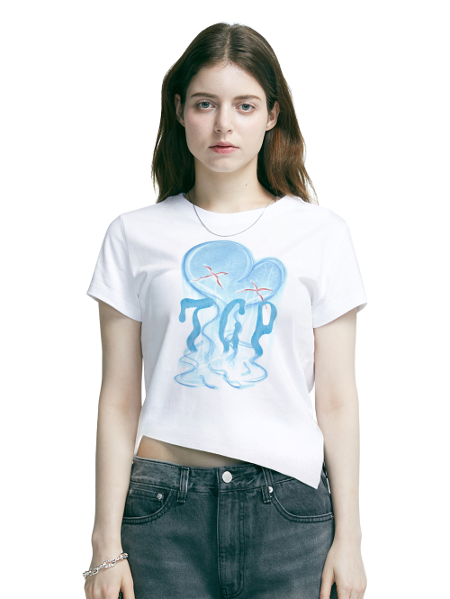 더콜렉터페이지(THE COLLECTOR PAGE) TCP X 우유리 UNBALANCE CROPPED TEE [WHTIE] - 사이즈 & 후기 | 무신사
