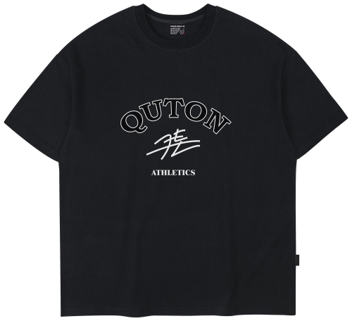 쿠톤(QUTON) [리뉴얼ver.]ATHLETICS 오버핏 헤비 반팔티셔츠_블랙 - 사이즈 & 후기 | 무신사