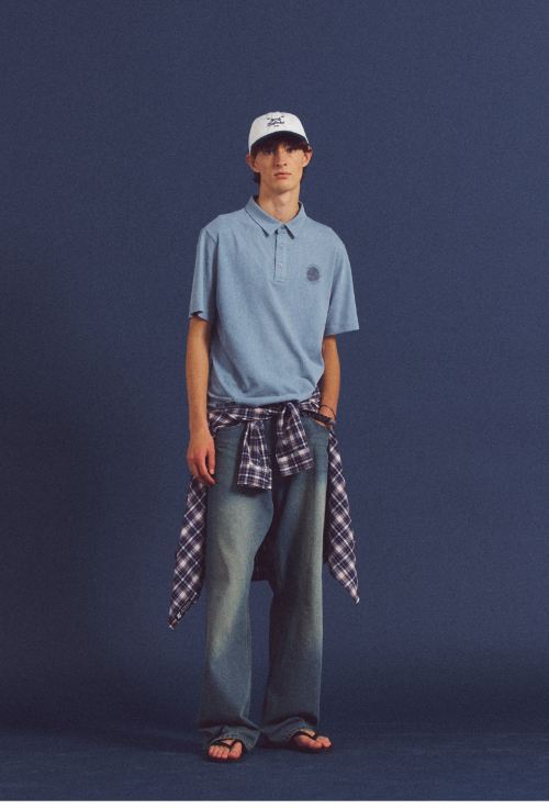 CYCLING HALF SLEEVE COLLARED T-SHIRT (DARK SKYBLUE)