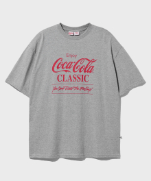 오버핏 코카-콜라 클래식 빅 로고 반팔 티셔츠 그레이