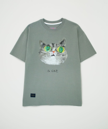 고양이 티셔츠 / 카키