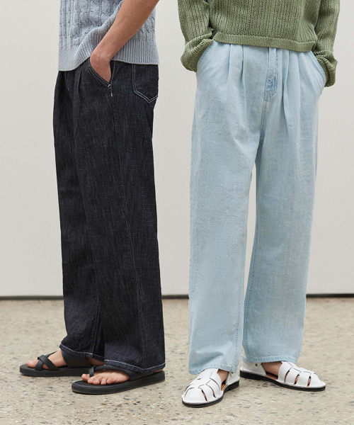 __BR0____BR1__2Pleats Wide Jeans DCPT005