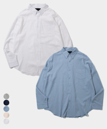 [2PACK] 시티보이 유니섹스 레귤러핏 원 포켓 긴팔 셔츠