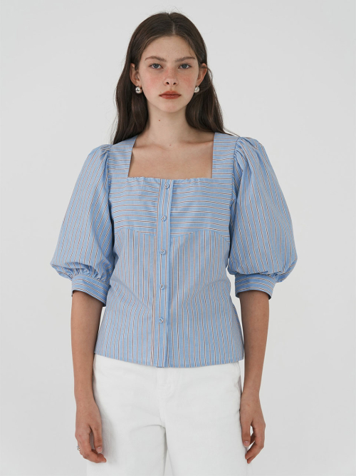 Square Neck Volume Sleeve Blouse